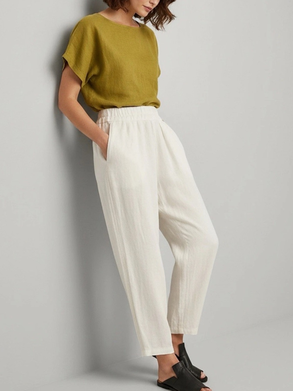 Black Crane Carpenter Pants Cream Cotton Pleated Tapered XS Made USA